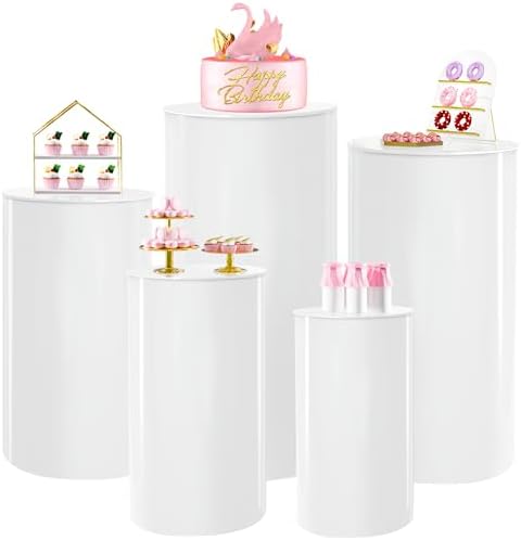 GALAGLAM Cylinder Stands 5Pcs White Party Display Decor