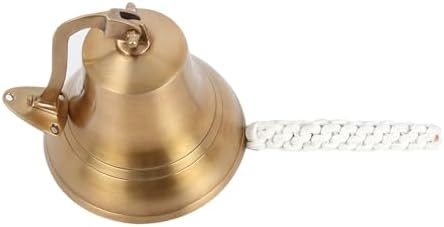 Antique Brass Wall Mounted Nautical Bell - 6 Inch Hanging Bell for Ships and Christmas Decor