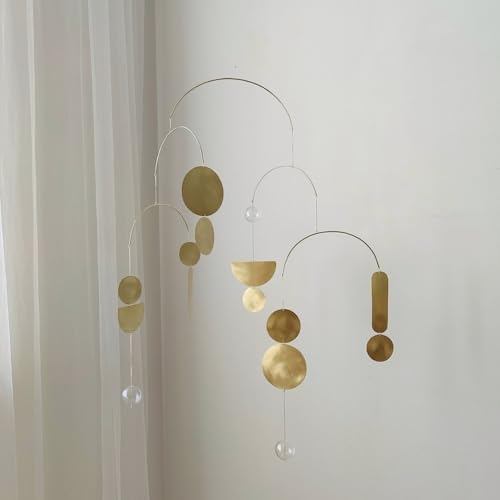 Vintage Brass Wall Mobiles Blue Mid-Century Modern Style