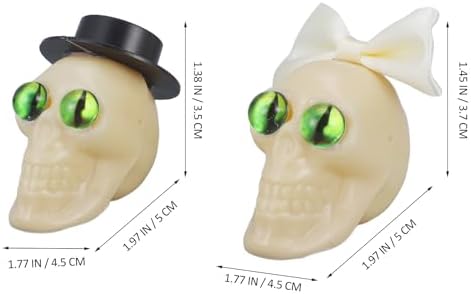 LUOZZY Halloween Bride Groom Skull Figurine Green
