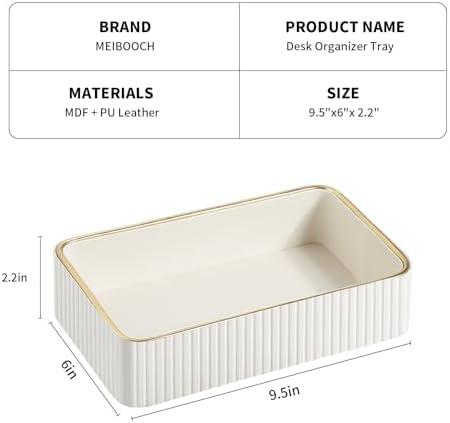 Desk Organizer Tray with PU Leather and MDF Surface