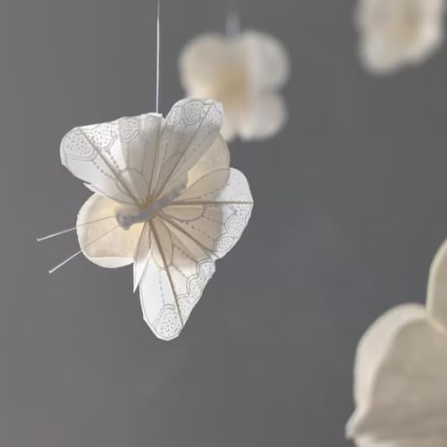 Modern Cream Floral Butterfly Mobile for Home Decor