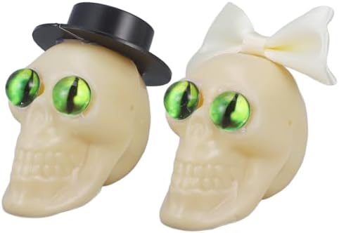 LUOZZY Halloween Bride Groom Skull Figurine Green