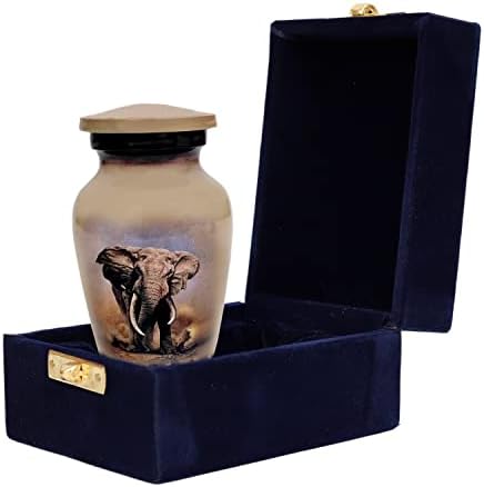 Hlc Lovely Elephant Small Keepsake Urn - Mini Memorial Urn for Human Ashes with Velvet Box Bag 3 In