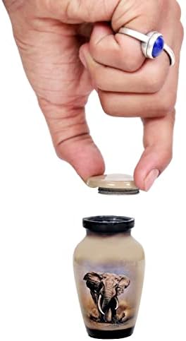 Hlc Lovely Elephant Small Keepsake Urn - Mini Memorial Urn for Human Ashes with Velvet Box Bag 3 In