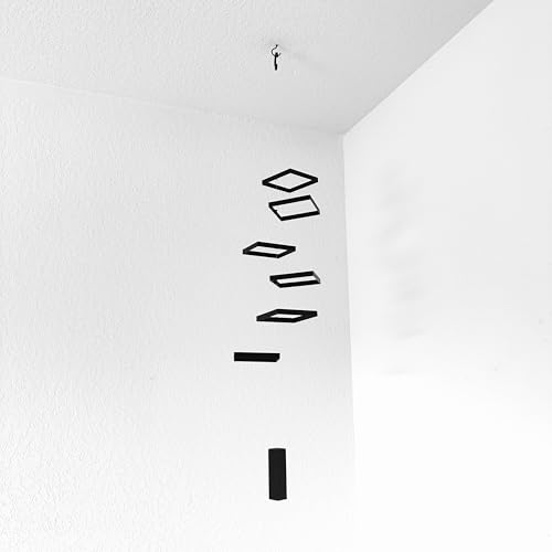 Elegant Minimalist Hanging Mobile with 6 Black Squares