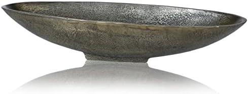 Red Co 16 Inch Long Oval Decorative Aluminum Centerpiece Bowl in Silver