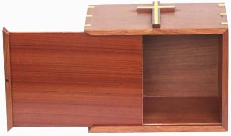 Solid Wood Cremation Urn with Brass Cross