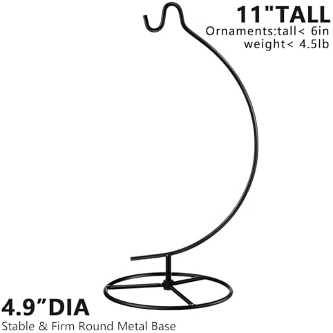 11 Inch Black Glass Ball Hanger for Air Plants and Terrariums