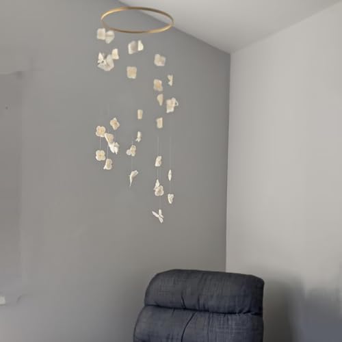 Modern Cream Floral Butterfly Mobile for Home Decor
