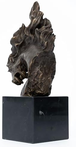 Bronze Horse Head Sculpture with Marble Base