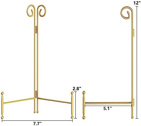 SVENJBB 12 Inch Gold Iron Easel Stand Display