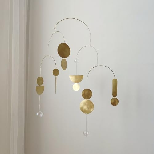 Vintage Brass Wall Mobiles Blue Mid-Century Modern Style