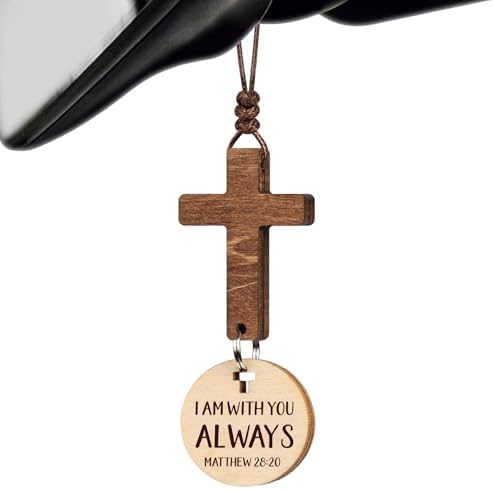 Bible Verse Car Mirror Hanging Cross Ornament - Christian Gift for Men Women