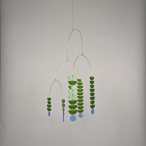 Orange Mobiles Brass Blue Leaves Shape Decor