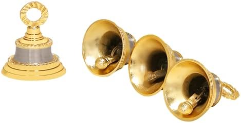 2 Height Golden-Silver Indian Brass Bells for Home Decoration