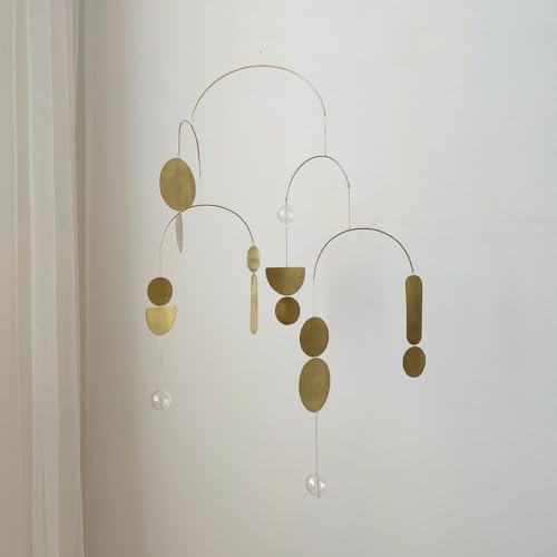 Vintage Brass Wall Mobiles Blue Mid-Century Modern Style