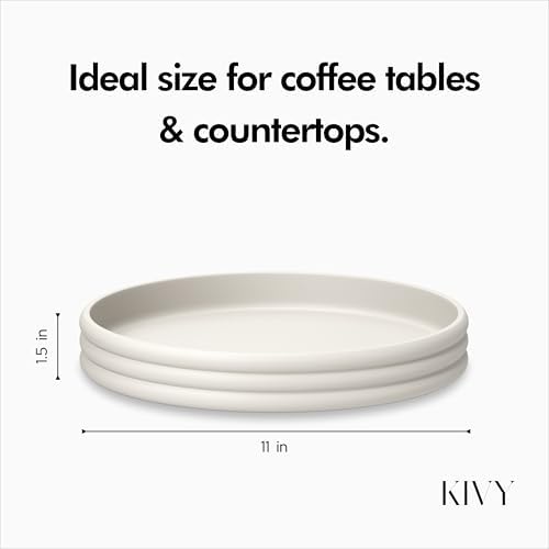 KIVY Round Concrete Tray 11x15 Inch - Modern Coffee Table Decor