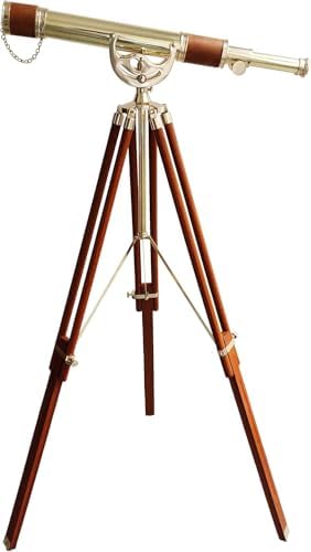 Vintage Antique Brass Telescope Floor Standing Decor