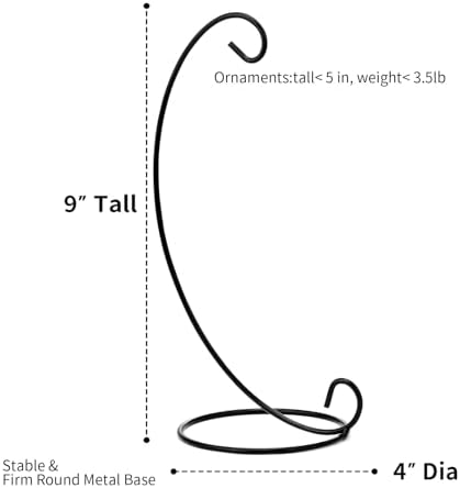 Abom 3 Pack 9in Ornament Display Stand Black Iron Hanging Hook for Festivals