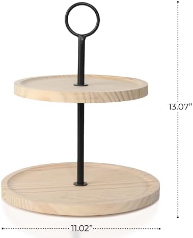 KIBAGA Decorative Wooden Tiered Tray Stand