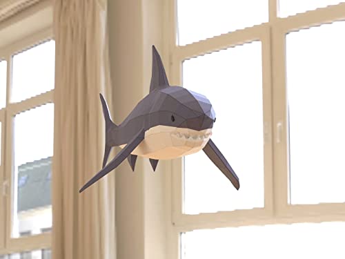 Shark Paper Sculpture DIY Kit 3 Colors 32 Parts Easy Assembly Home Decor