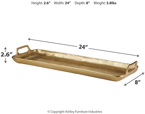 Signature Design by Ashley Gold Serving Tray with Handles