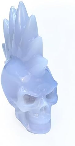 Natural Blue Chalcedony Crystal Skull Head Sculpture
