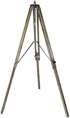 Royal Vintage Shiny Copper Chrome Telescope Double Barrel Teak Tripod