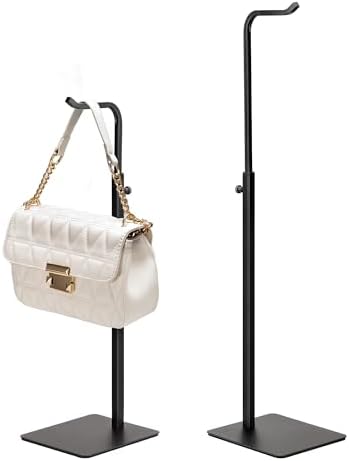 2 Pack Purse Holder Display Stand Adjustable Black Hook for Tabletop Closet Desk Retail Use