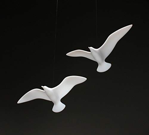 Seagull Duo Mobile Sculpture 9in Wingpan Pellucida Signed