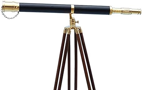 Antique Solid Brass Single Barrel Nautical Telescope with Tripod Stand Floor Decorative Gift Replica 1