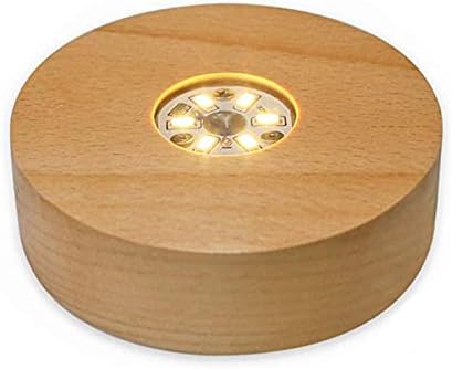 4 LED Wood Display Base for Crystals and Glass Art