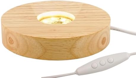 Wood LED Light Stand for Crystal 3D Glass Art - USB Powered