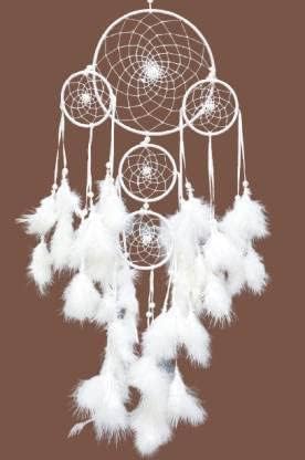 Samyuktha Dream Catchers Wall Wind Chimes with Feathers White
