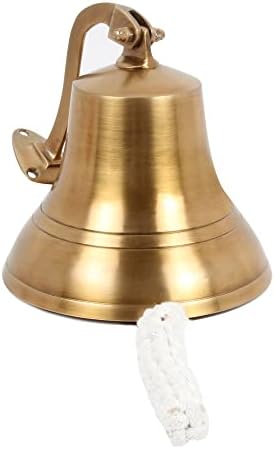 Antique Brass Wall Mounted Nautical Bell - 6 Inch Hanging Bell for Ships and Christmas Decor