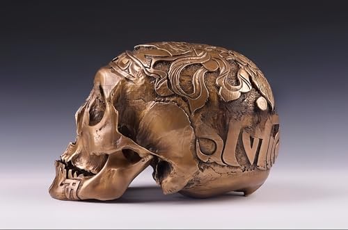 FENGSHUI-CAISHEN Brass Skull Head Sculptures - Unique Halloween Decor for Home and Office