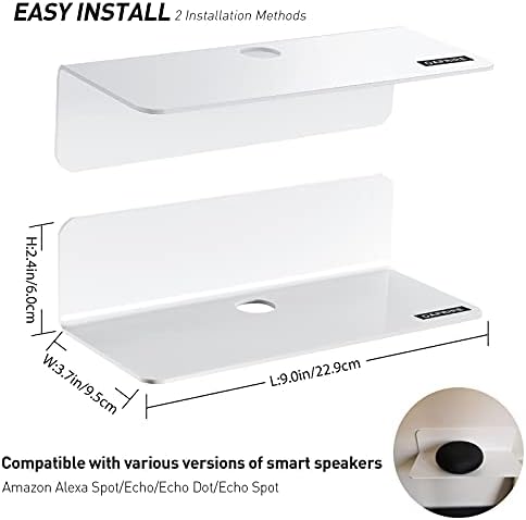 OAPRIRE White Floating Shelves Set of 2 - Wall Mount with Cable Clips