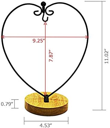 Heart Shape Ornament Display Stand for Hanging Glass Terrarium Wood Base