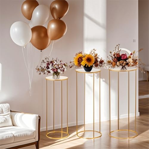 Stunning 3pcs Metal Cylinder Pedestal Stand - Gold