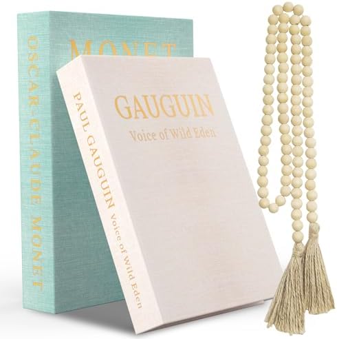 Decorative Books for Home Decor Set of 2 Linen Faux Book Storage Boxes with Wooden Bead Tassel