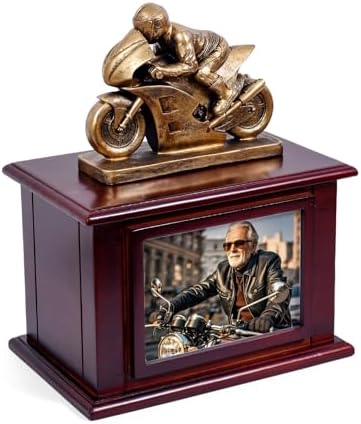 Wooden Motorcycle Urn for Ashes 290 Lbs Capacity