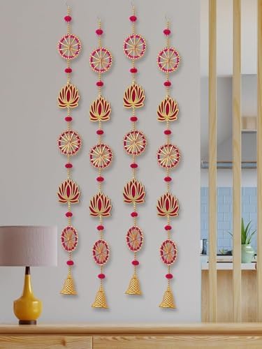 ZIG ZAG Pack of 4 Handmade Lotus Decor with Bell