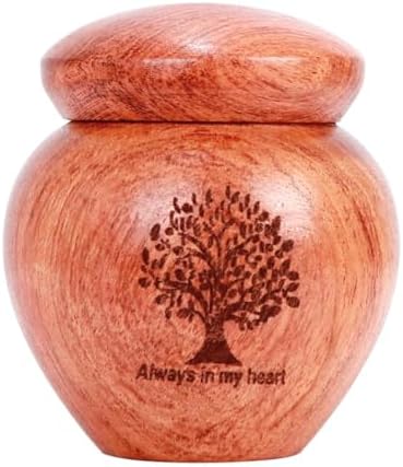 Small Wood Keepsake Urn for Human Ashes with Tree of Life Pattern
