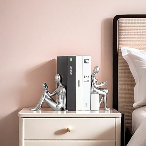 Elegant Ceramic Bookends Set of 2 Silver