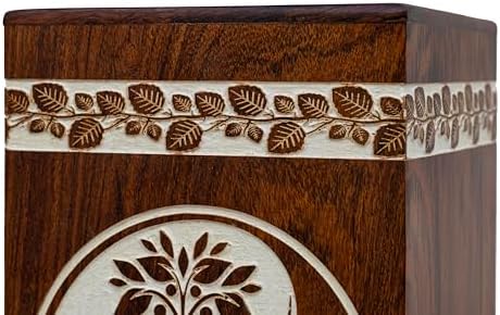 Wooden Urn Box Yin Yang Tree Design