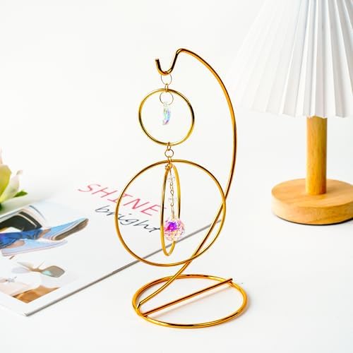 HD HYALINE DORA 3 Pack Gold Hanging Ornament Display Stand Holder Hook for Glass Globe Terrarium Table Decor