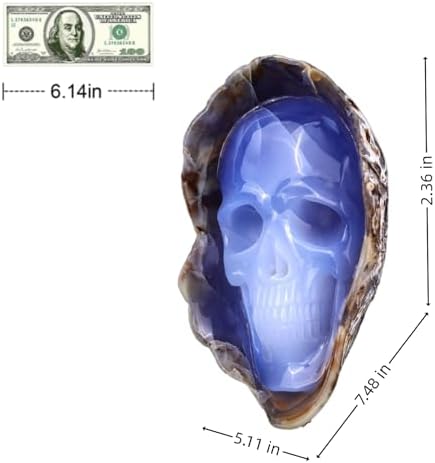 Crystal Skull Head Sculpture - Natural Blue Chalcedony Decor