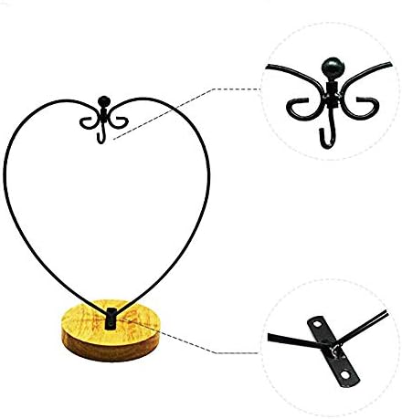 Heart Shape Ornament Display Stand for Hanging Glass Terrarium Wood Base