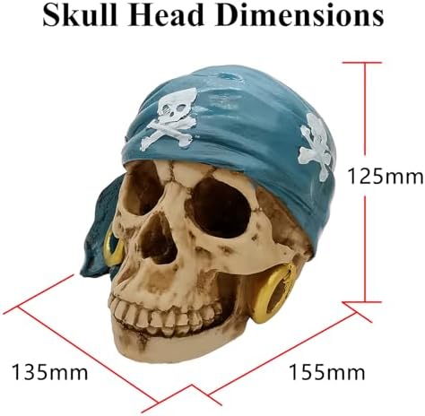 Pirate Style Human Skull Decor Resin Statue